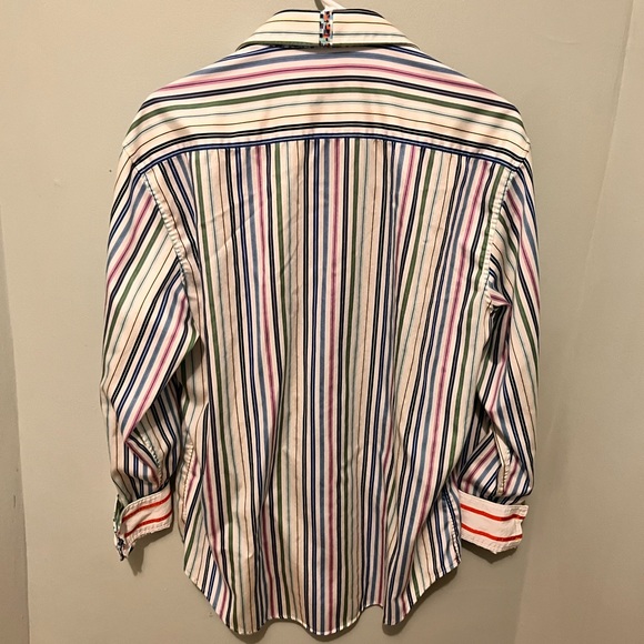 Robert Graham - Men’s Large - X Collection Striped Shirt -Flip Cuff -100% Cotton - Picture 2 of 14